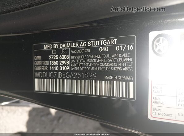WDDUG7JB8GA251929 2016 MERCEDES-BENZ AMG S 63 Black Widok komory silnika