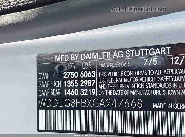 WDDUG8FBXGA247668 2016 MERCEDES-BENZ S-CLASS Серебряный Вид подкапотного пространства