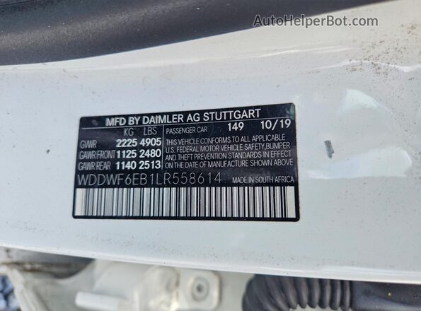 WDDWF6EB1LR558614 2020 MERCEDES-BENZ C White Вид підкапотного простору