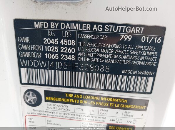 WDDWJ4JB5HF328088 2017 MERCEDES-BENZ C-CLASS White Engine compartment view
