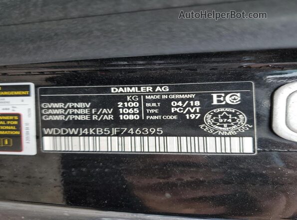 WDDWJ4KB5JF746395 2018 MERCEDES-BENZ C Черный Вид наклейки с VIN-кодом