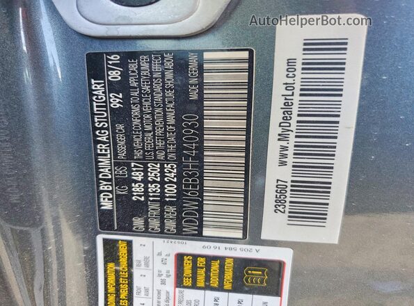 WDDWJ6EB3HF440930 2017 MERCEDES-BENZ C Gray 