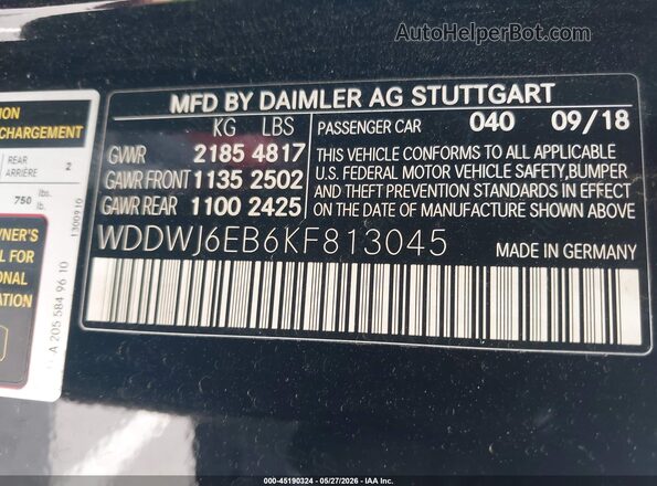 WDDWJ6EB6KF813045 2019 MERCEDES-BENZ AMG C 43 Black Widok komory silnika