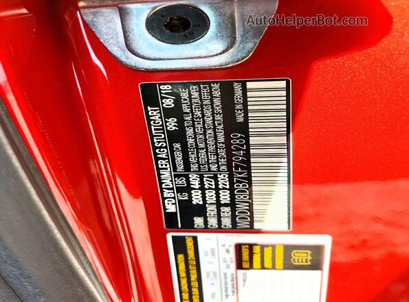 WDDWJ8DB7KF794289 2019 MERCEDES-BENZ C Red 