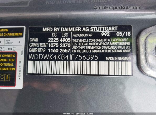 WDDWK4KB4JF756395 2018 MERCEDES-BENZ C-CLASS Gray Engine compartment view