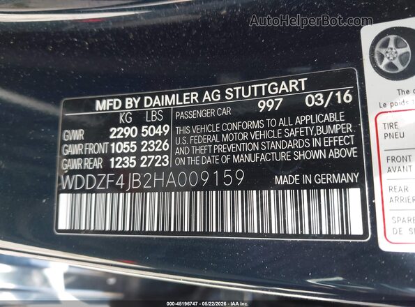 WDDZF4JB2HA009159 2017 MERCEDES-BENZ E-CLASS Blue Вид підкапотного простору