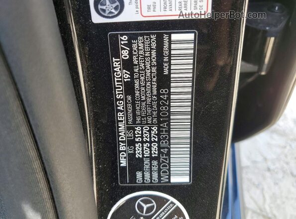 WDDZF4JB3HA108248 2017 MERCEDES-BENZ E Black ძრავის განყოფილების ხედი