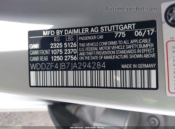 WDDZF4JB7JA294284 2018 MERCEDES-BENZ E-CLASS Серый 