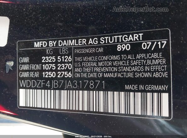 WDDZF4JB7JA317871 2018 MERCEDES-BENZ E-CLASS Blue Շարժիչի բաժամունքի տեսք
