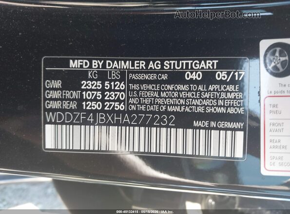 WDDZF4JBXHA277232 2017 MERCEDES-BENZ E-CLASS Black Вид підкапотного простору