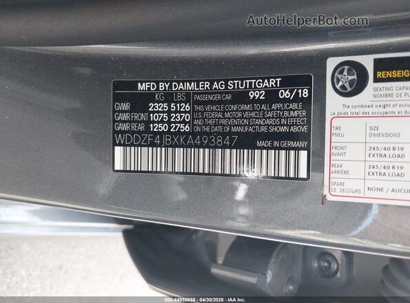 WDDZF4JBXKA493847 2019 MERCEDES-BENZ E-CLASS Silver Շարժիչի բաժամունքի տեսք