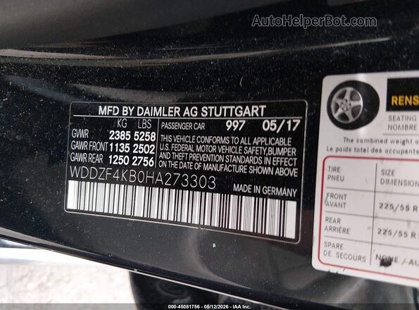 WDDZF4KB0HA273303 2017 MERCEDES-BENZ E-CLASS Blue 