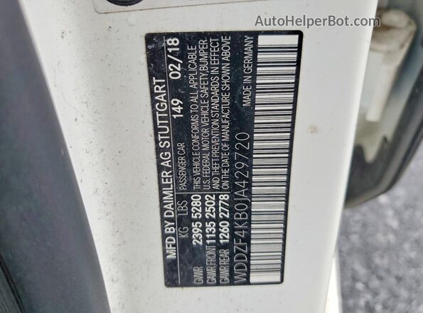 WDDZF4KB0JA429720 2018 MERCEDES-BENZ E White Engine compartment view