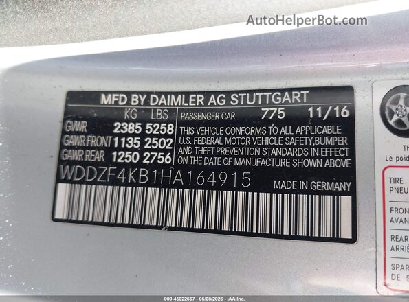 WDDZF4KB1HA164915 2017 MERCEDES-BENZ E-CLASS Серебряный Вид подкапотного пространства