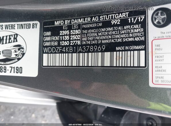 WDDZF4KB1JA378969 2018 MERCEDES-BENZ E-CLASS Серый Вид подкапотного пространства