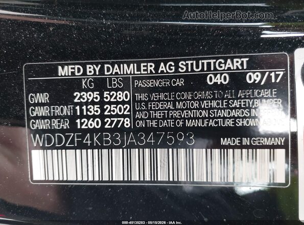 WDDZF4KB3JA347593 2018 MERCEDES-BENZ E-CLASS Black Вид підкапотного простору