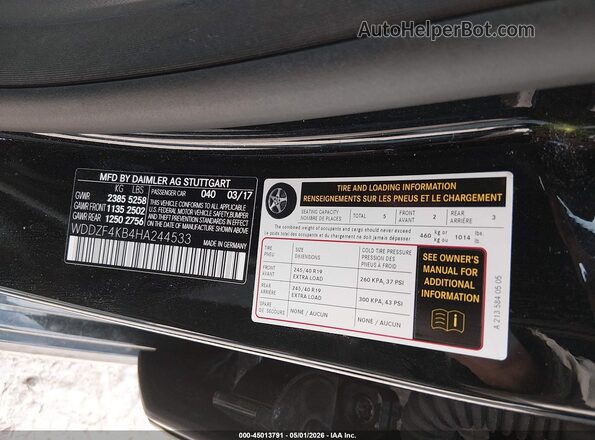 WDDZF4KB4HA244533 2017 MERCEDES-BENZ E-CLASS Black Շարժիչի բաժամունքի տեսք