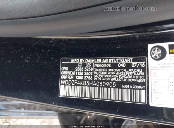 WDDZF4KB5HA080905 2017 MERCEDES-BENZ E-CLASS Черный Вид подкапотного пространства