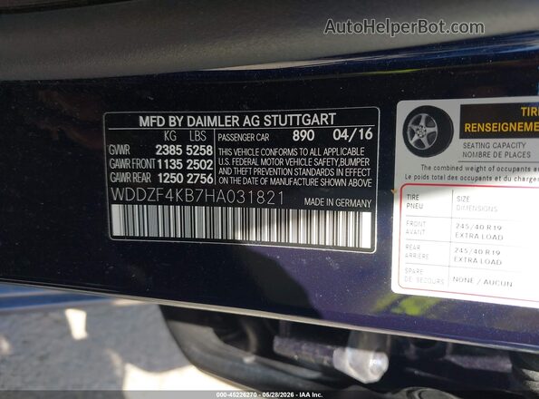 WDDZF4KB7HA031821 2017 MERCEDES-BENZ E-CLASS Dark Blue ძრავის განყოფილების ხედი