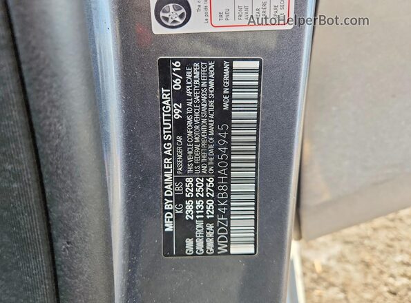WDDZF4KB8HA054945 2017 MERCEDES-BENZ E Gray Շարժիչի բաժամունքի տեսք