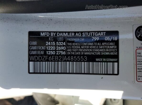 WDDZF6EB2JA485553 2018 MERCEDES-BENZ E White 