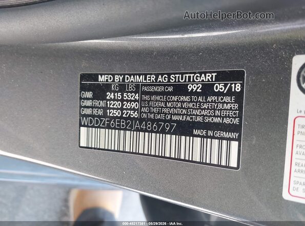 WDDZF6EB2JA486797 2018 MERCEDES-BENZ AMG E 43 Gray Շարժիչի բաժամունքի տեսք