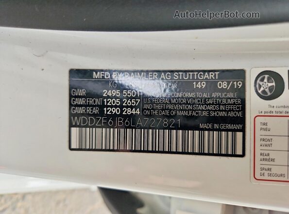 WDDZF6JB6LA727821 2020 MERCEDES-BENZ E White Engine compartment view