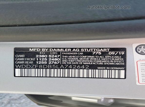 WDDZF8DB5LA742642 2020 MERCEDES-BENZ E Silver 