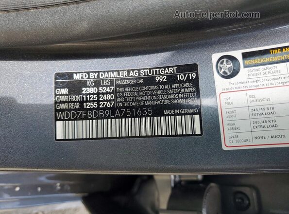 WDDZF8DB9LA751635 2020 MERCEDES-BENZ E Gray Vista del compartimento del motor