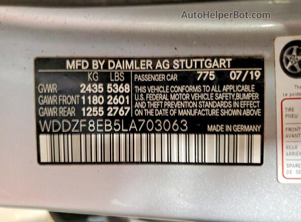 WDDZF8EB5LA703063 2020 MERCEDES-BENZ E Silver Vista del compartimento del motor