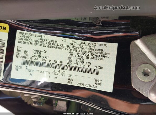 WF0DP3TH7H4119942 2017 FORD FOCUS RS Black ძრავის განყოფილების ხედი