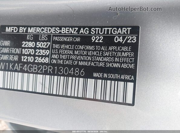 W1KAF4GB2PR130486 2023 MERCEDES-BENZ C Silver Շարժիչի բաժամունքի տեսք