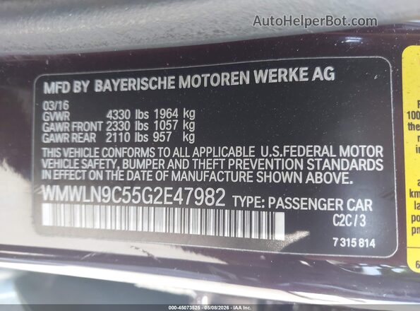 WMWLN9C55G2E47982 2016 MINI CLUBMAN Maroon 