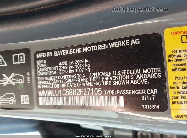 WMWLU1C58H2F27105 2017 MINI CLUBMAN Серый Вид подкапотного пространства