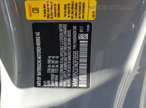 WMWXR5C07M2P28595 2021 MINI COOPER Gray VIN sticker view