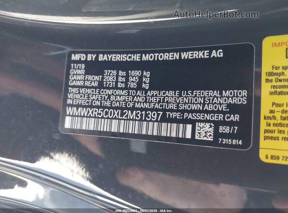 WMWXR5C0XL2M31397 2020 MINI HARDTOP Black Вид підкапотного простору