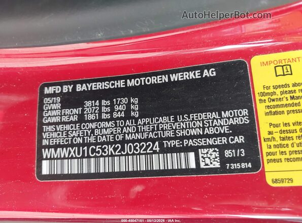 WMWXU1C53K2J03224 2019 MINI HARDTOP Red Engine compartment view