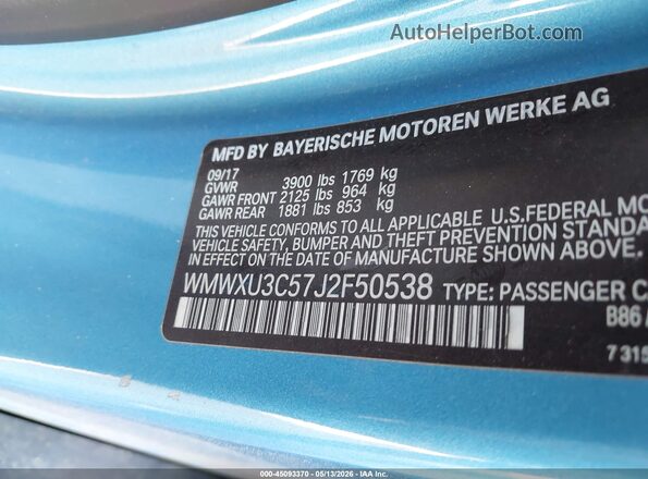 WMWXU3C57J2F50538 2018 MINI HARDTOP Синий Вид подкапотного пространства