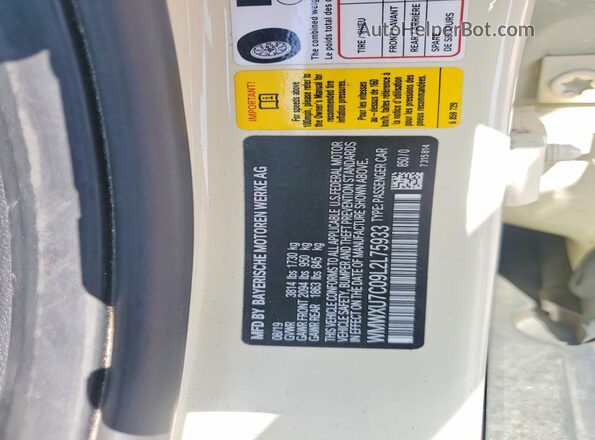 WMWXU7C09L2L75933 2020 MINI COOPER Beige Vista del compartimento del motor