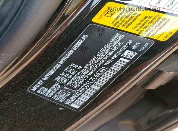 WMWXU9C01L2L44381 2020 MINI COOPER Черный Вид наклейки с VIN-кодом