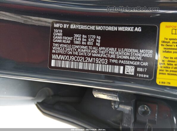 WMWXU9C02L2M19203 2020 MINI HARDTOP Gray Vista del compartimento del motor