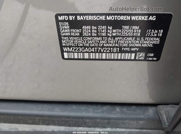 WMZ23GA04T7V22181 2026 MINI COUNTRYMAN Gray Widok komory silnika
