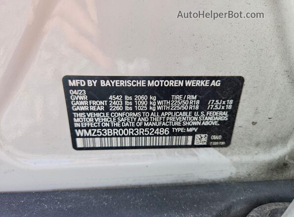 WMZ53BR00R3R52486 2024 MINI COOPER White VIN կոդի պիտակի տեսք