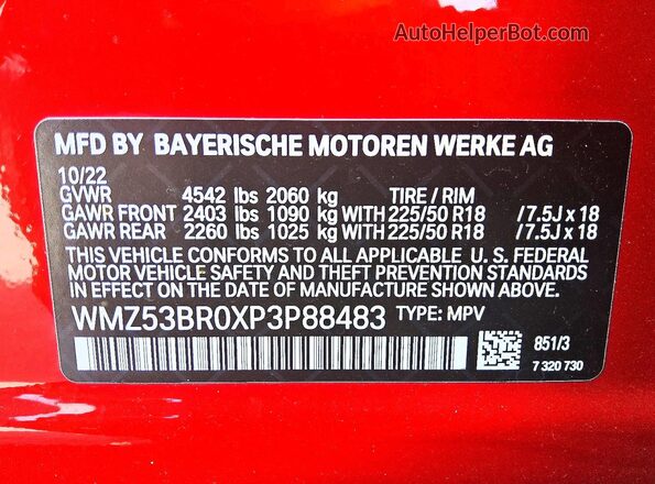 WMZ53BR0XP3P88483 2023 MINI COOPER Red Engine compartment view