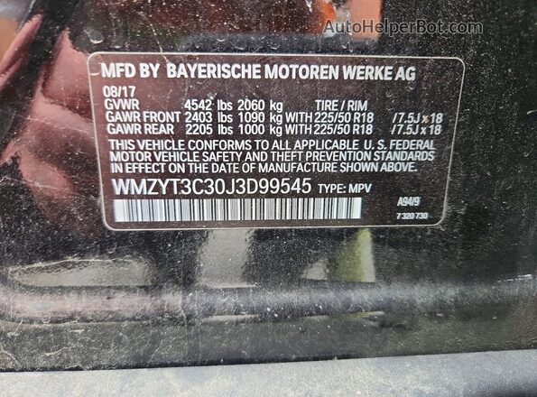 WMZYT3C30J3D99545 2018 MINI COOPER Black Вид наклейки з VIN-кодом