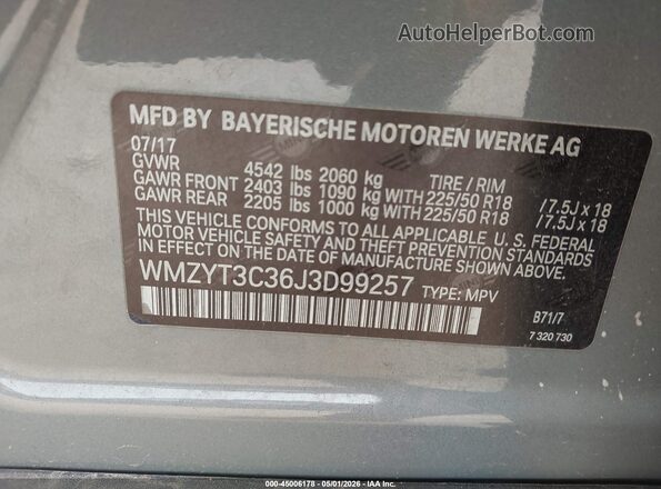 WMZYT3C36J3D99257 2018 MINI COUNTRYMAN Gray Շարժիչի բաժամունքի տեսք