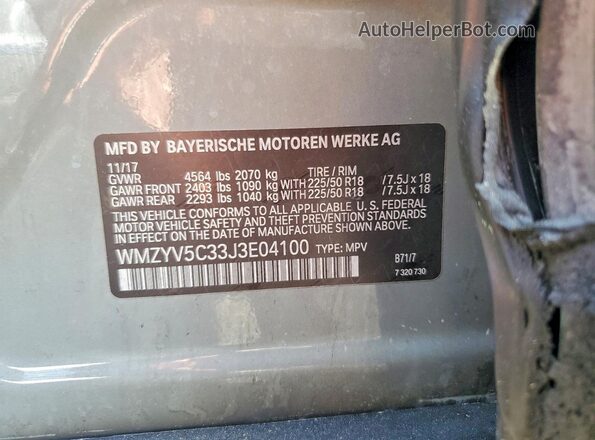 WMZYV5C33J3E04100 2018 MINI COOPER Gray Widok komory silnika