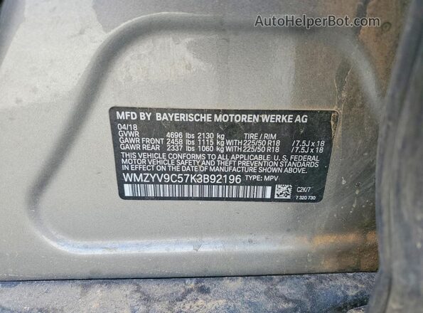 WMZYV9C57K3B92196 2019 MINI COOPER Tan Vista de la etiqueta del VIN