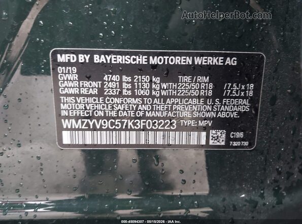 WMZYV9C57K3F03223 2019 MINI COUNTRYMAN Black 