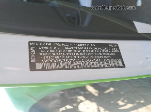 WP0AA2A7XLL100750 2020 PORSCHE PANAMERA Green Շարժիչի բաժամունքի տեսք